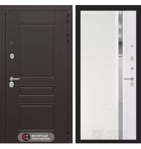 Входная дверь Мегаполис 31 - Белый софт, зеркальная вставка с тонировкой