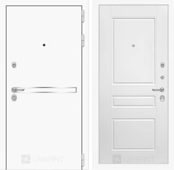 Входная дверь Лайн WHITE 03 - Белый софт | Металл с покрытием 