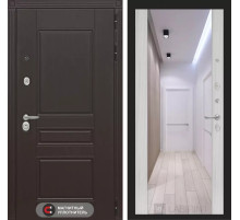 Входная дверь Мегаполис с зеркалом Максимум - Сандал белый