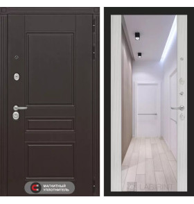 Входная дверь Мегаполис с зеркалом Максимум - Сандал белый