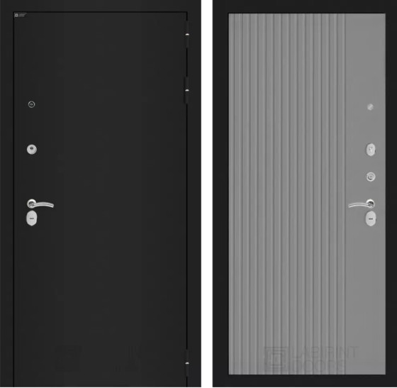 Входная дверь CLASSIC шагрень черная 29 - Серый рельеф софт | Металл с практичным покрытием 