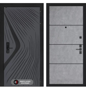 Входная дверь LEOLAB 25 - Бетон светлый, черный молдинг