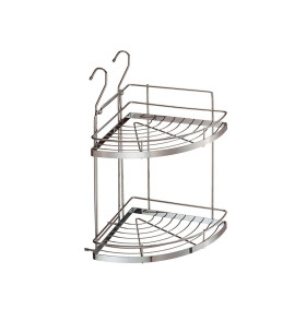 Полка угловая 2-х ярусная малая, цвет: Хром