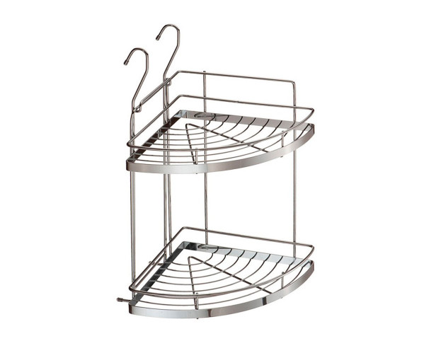 Полка угловая 2-х ярусная малая | Хром, нержавеющая сталь