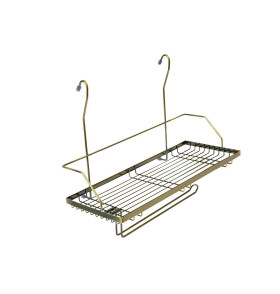 Полка одноярусная с держателем под полотенца, цвет: Античная бронза