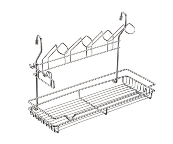 Полка одноярусная с подставкой для 4-х кружек, Хром