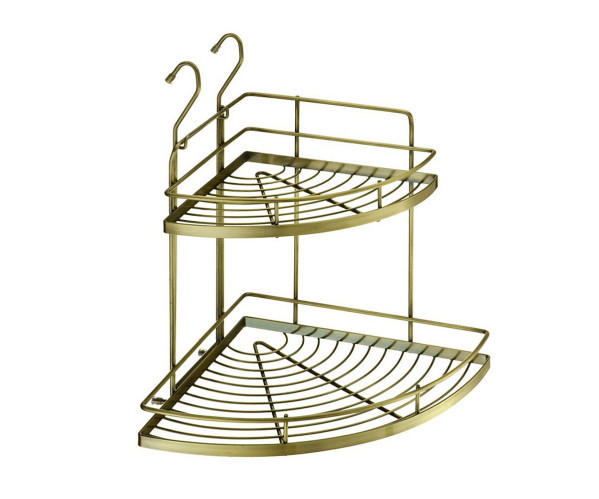 Полка угловая 2-х ярусная малая, Античная бронза, нержавеющая сталь