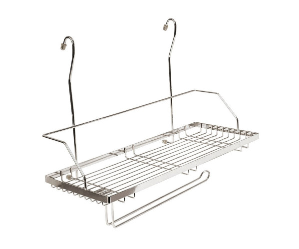 Полка одноярусная с держателем под полотенца | Хром, Нержавеющая сталь