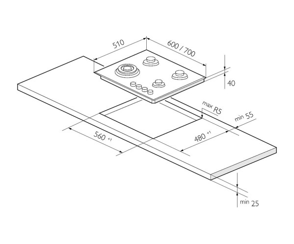 Газовая варочная поверхность GVS 642 IX | Нержавеющая сталь, характеристики