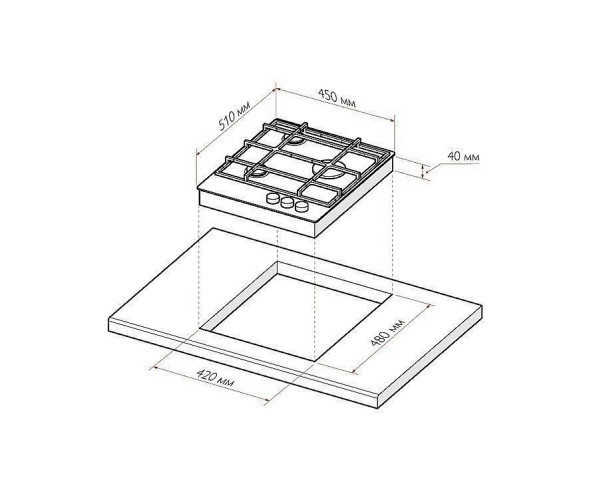 Газовая варочная поверхность GVG 431 WH | Белый, характеристики