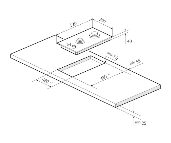 Газовая варочная поверхность GVS 321 IX | Нержавеющая сталь, характеристики