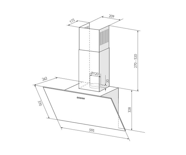 Наклонная вытяжка MOZA 600 черного цвета