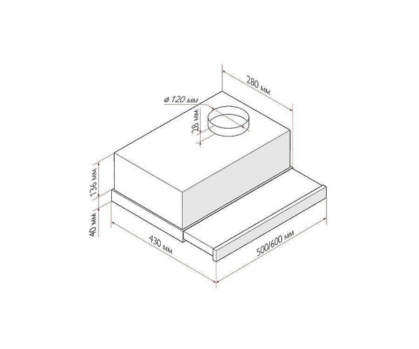Встраиваемая вытяжка Hubble G 500 | Белое стекло, характеристики