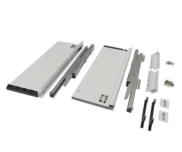 Направляющие с доводчиком для большого ящика POWER BOX, W Белый, сталь, пластик