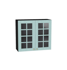 Шкаф верхний с 2-мя остекленными дверцами Прованс, цвет: Гoлyбoй