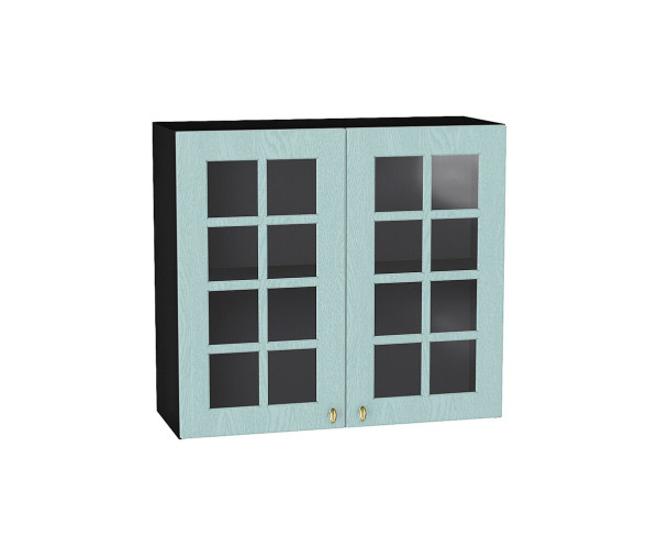 Шкаф верхний с 2-мя остекленными дверцами Прованс | Голубой, характеристики