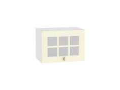 Шкаф верхний горизонтальный остекленный глубокий Прованс, цвет: Ваниль