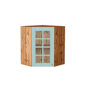 Шкаф верхний угловой остекленный Прованс, цвет: Гoлyбoй