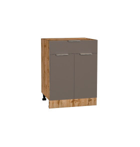 Шкаф нижний с 2-мя дверцами и ящиком Терра, цвет: Смоки Софт