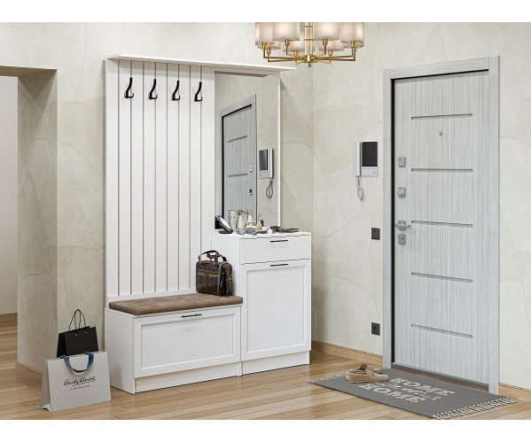 Стиль-02 | White Silkwood, модульная прихожая