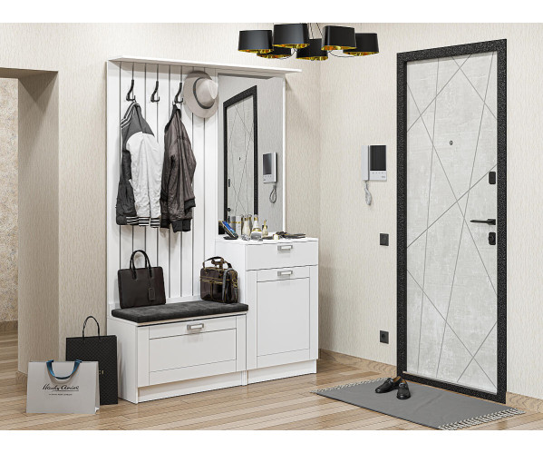 Прихожая Стиль-02 | МДФ, White Silk, Модульная