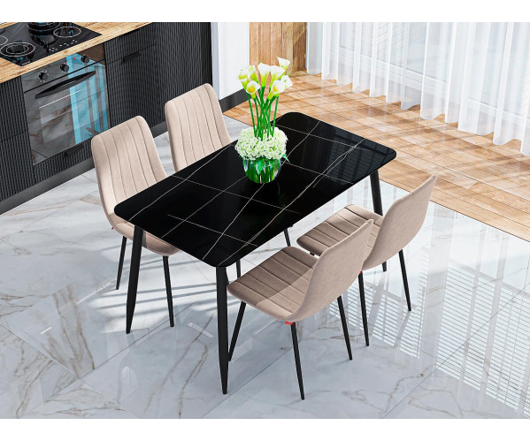 Стол Uni-Form-S2.2B | Черный, Каменная плита