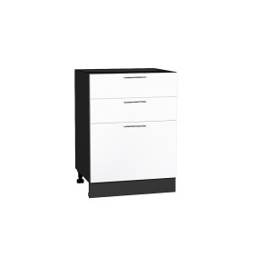 Шкаф нижний с 3-мя ящиками Валерия-М, цвет: Белый глянец