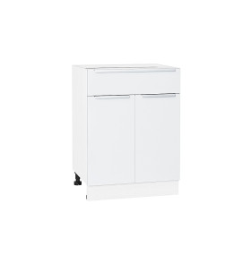 Шкаф нижний с 2-мя дверцами и ящиком Фьюжн, цвет: Silky White