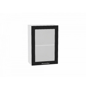 Шкаф верхний с 1-ой остекленной дверцей Валерия-М, цвет: Черный металлик