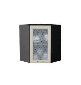 Шкаф верхний угловой остекленный Ницца, цвет: Агат