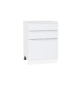 Шкаф нижний с 3-мя ящиками Фьюжн, цвет: Silky White