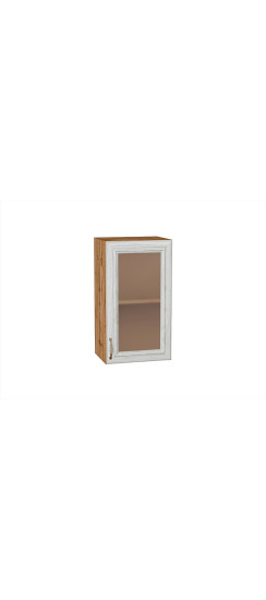 Шкаф верхний с 1-ой остекленной дверцей Шале, цвет: White Dreamline | Эко Шпон — структурный материал с защитным слоем оверлея (Южная Корея). Отличается высокой стойкостью к истиранию и механическим повреждениям. Репродукция натуральных материалов — Super