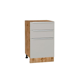 Шкаф нижний с 3-мя ящиками Фьюжн, цвет: Silky Light Grey