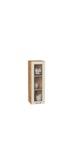 Шкаф верхний с 1-ой остекленной дверцей Ницца, цвет: Дуб крем | Пленка ПВХ., Дуб крем