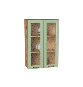 Шкаф верхний с 2-мя остекленными дверцами Ницца, цвет: Дуб оливковый