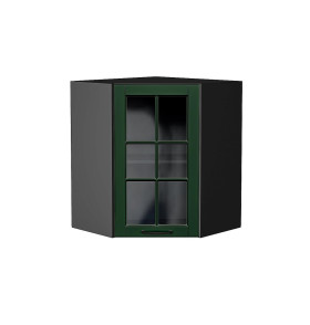Шкаф верхний угловой остекленный Дублин, цвет: Special Green