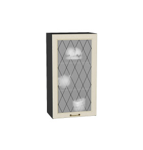 Шкаф верхний с 1-ой остекленной дверцей Ницца, цвет: Дуб крем