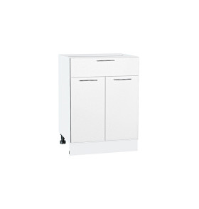 Шкаф нижний с 2-мя дверцами и ящиком Валерия-М, цвет: Белый металлик
