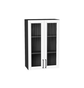 Шкаф верхний с 2-мя остекленными дверцами Сканди, цвет: White Silkwood