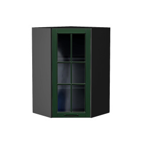 Шкаф верхний угловой остекленный Дублин, цвет: Special Green