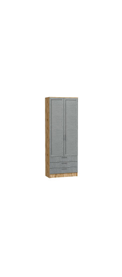 Шкаф двухстворчатый Стиль ШК-803 с ящиками, цвет: Grey Softwood | Эко Шпон с уникальным покрытием «Soft-touch» и защитным лаком (Япония)., Grey Softwood