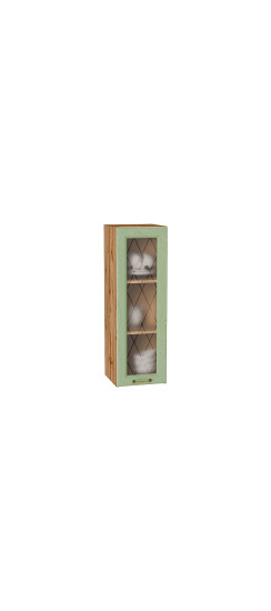 Шкаф верхний с 1-ой остекленной дверцей Ницца, цвет: Дуб оливковый | Пленка ПВХ., Дуб оливковый