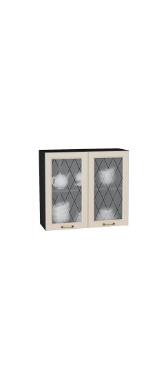 Шкаф верхний с 2-мя остекленными дверцами Ницца, цвет: Агат | Пленка ПВХ., Агат