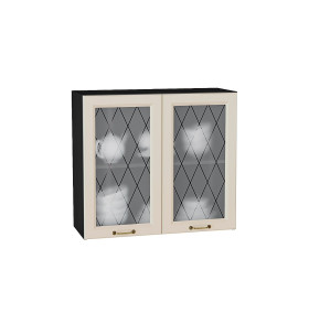 Шкаф верхний с 2-мя остекленными дверцами Ницца, цвет: Агат