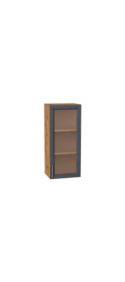 Шкаф верхний с 1-ой остекленной дверцей Сканди, цвет: Graphite Softwood | Эко Шпон с уникальным покрытием «Soft-touch» и защитным лаком (Япония)., Graphite Softwood