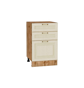 Шкаф нижний с 3-мя ящиками Ницца, цвет: Дуб крем