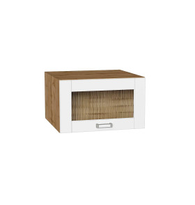 Шкаф верхний горизонтальный остекленный глубокий Лофт, цвет: White Silk