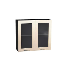 Шкаф верхний с 2-мя остекленными дверцами Валерия-М, цвет: Бежевый металлик