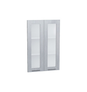 Комплект фасадов Валерия-М со стеклом для каркаса Ф-45Н В609, цвет: Серый металлик дождь светлый