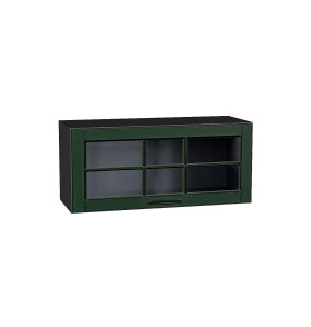 Шкаф верхний горизонтальный остекленный Дублин, цвет: Special Green